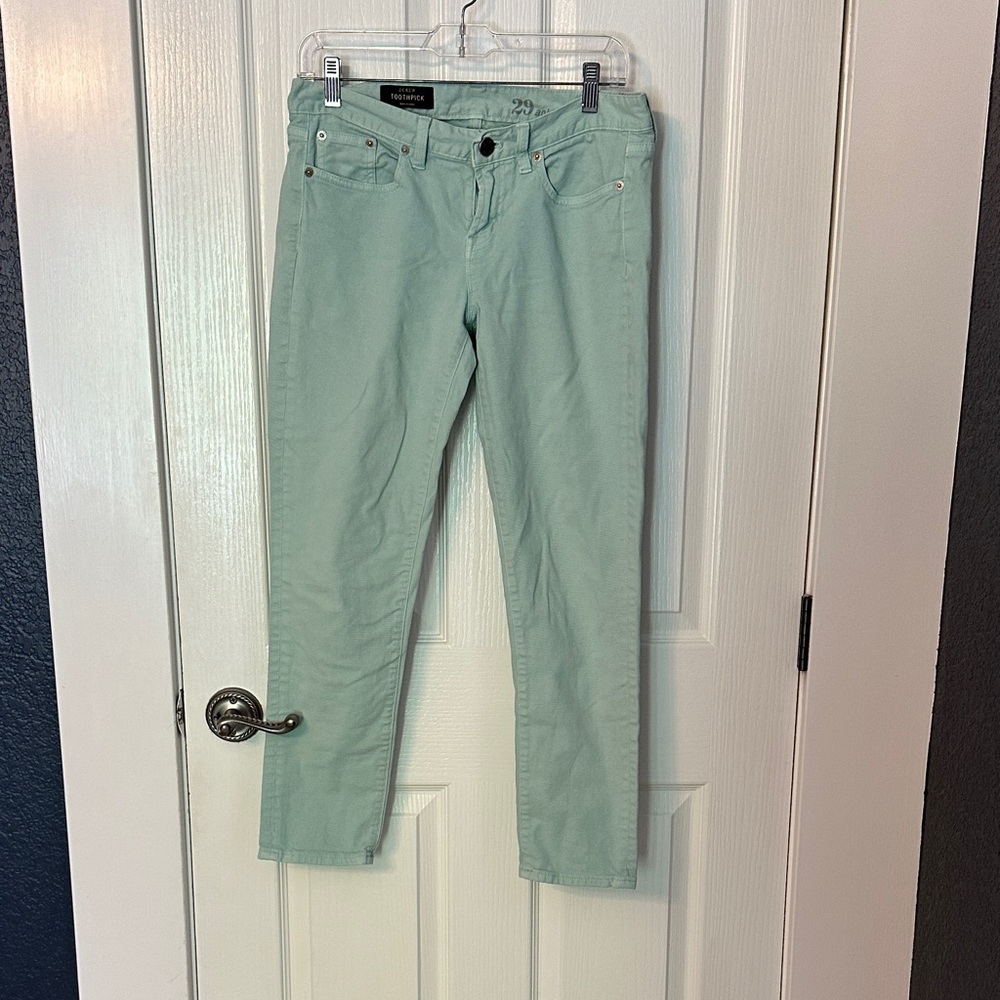 J. Crew Women's Light Green Toothpick Ankle Leg Jeans